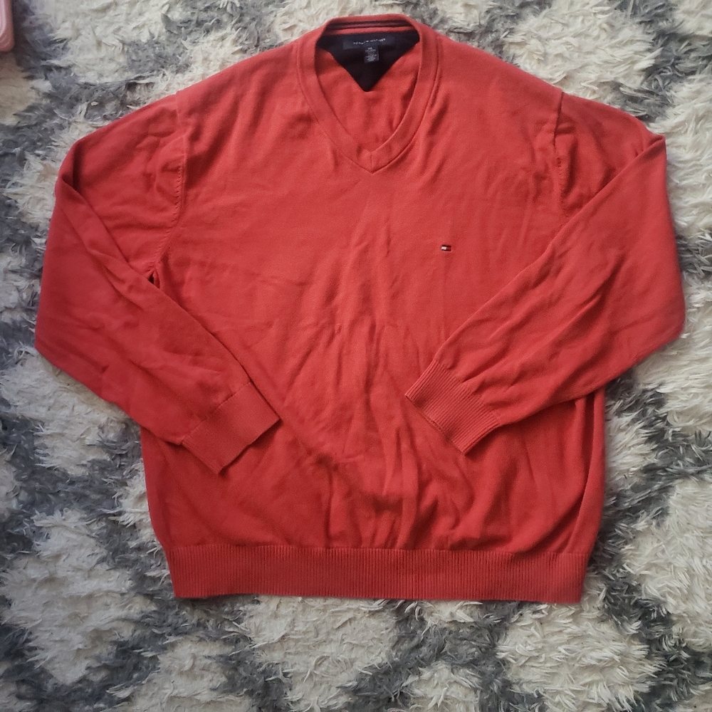 Tommy Hilfiger mens red v-neck sweater XXL